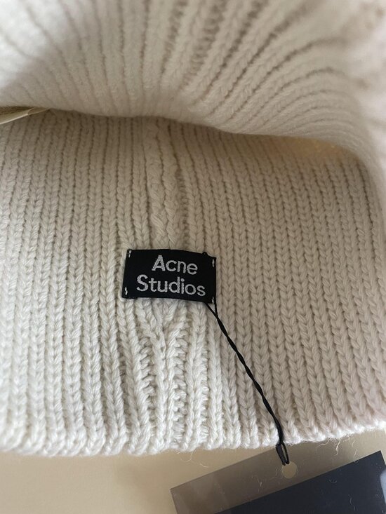 ACNE STUDIOS New Beige Large Face Logo Knit Hat main image 5